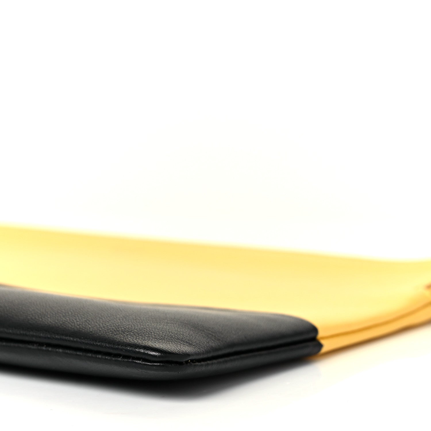 Celine Lambskin Bi-Color Solo Clutch Pouch Sun Yellow Black 8 of 8