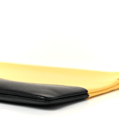 Celine Lambskin Bi-Color Solo Clutch Pouch Sun Yellow Black 8 of 8
