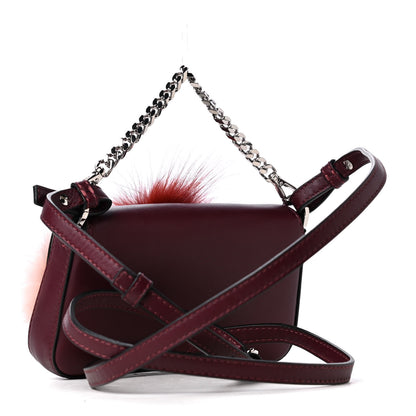 Fendi Shiny Nappa Mink Fox Fur Crystal Micro Buggie Baguette Bordeaux Rust Multicolor 2 of 5