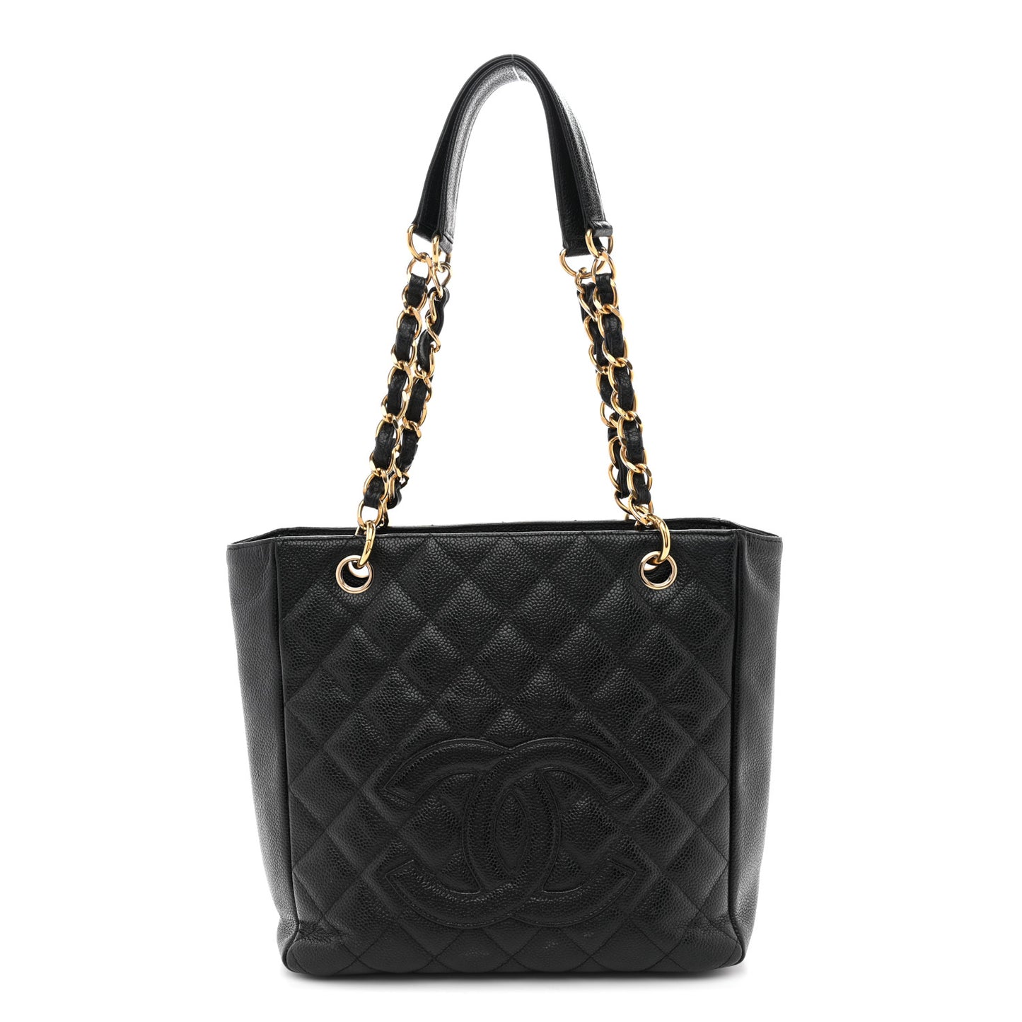 Caviar Quilted Petit Shopping Tote PST Black