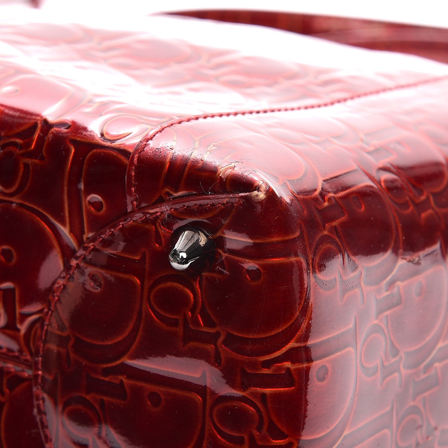 Christian Dior Patent Ultimate Chrome Beaded Malice Tote Red 9 of 12