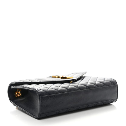 Saint Laurent Grain De Poudre Textured Mixed Matelasse Triquilt Medium Monogram Satchel Deep Marine 4 of 11