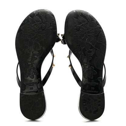 Valentino Garavani PVC Jelly Rockstud Bow Thong Sandals 39 Black 5 of 12