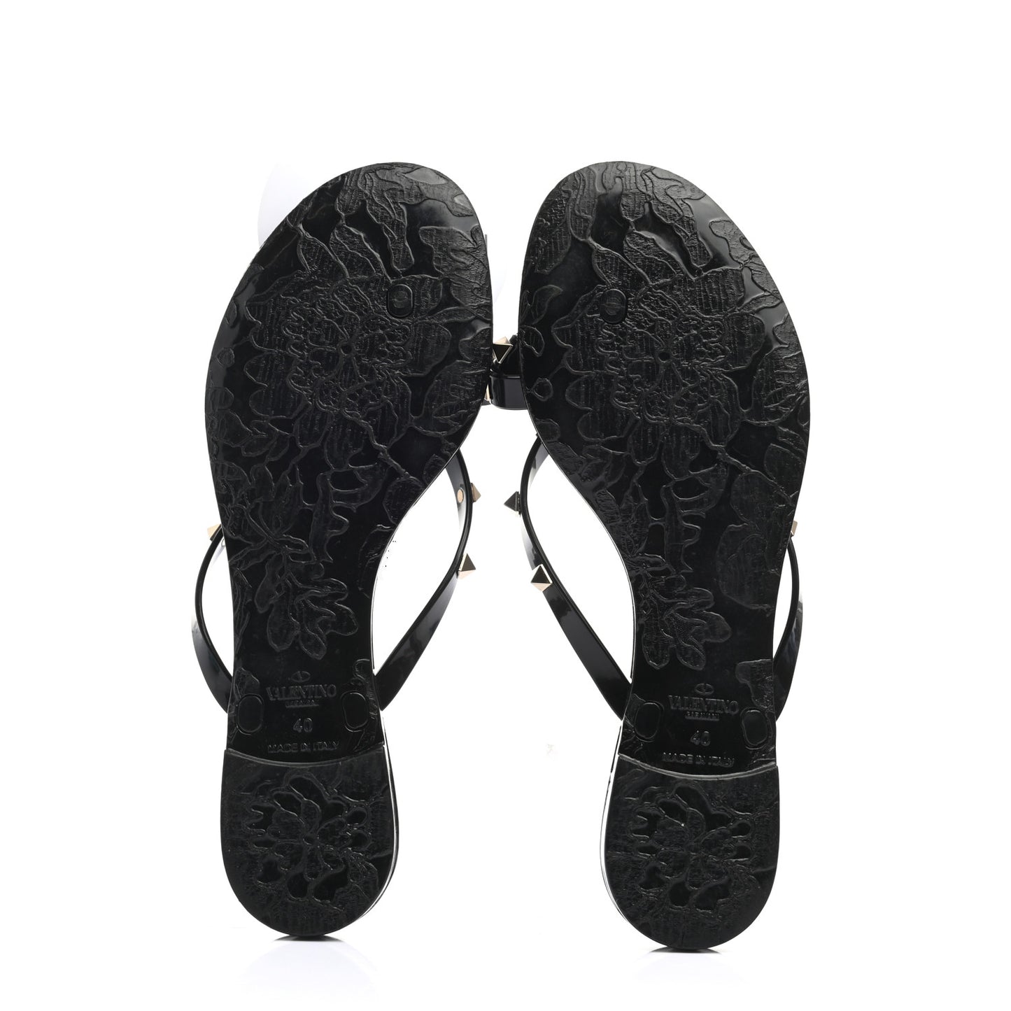 PVC Jelly Rockstud Bow Thong Sandals 40 Black