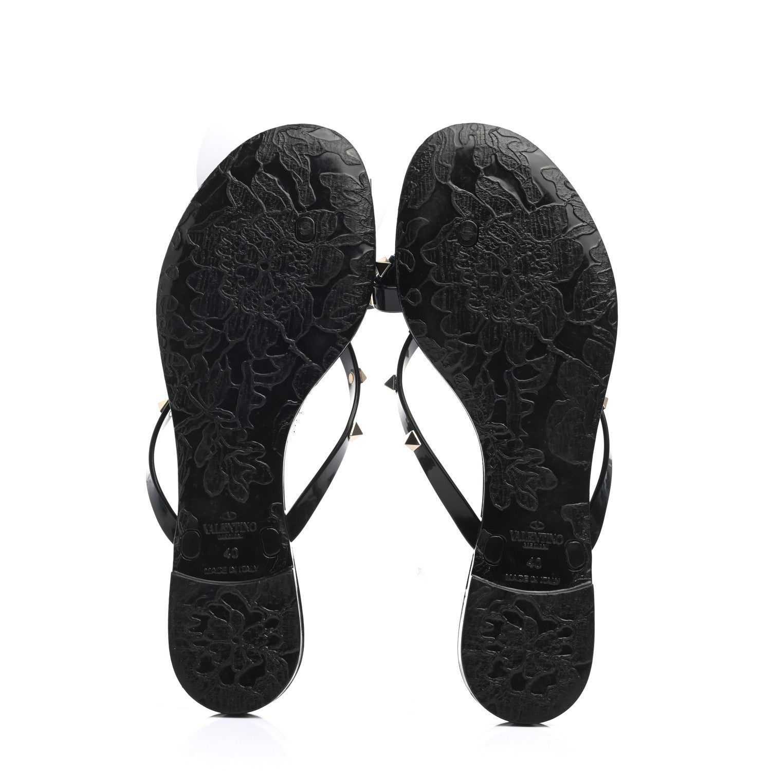 Valentino Garavani PVC Jelly Rockstud Bow Thong Sandals 40 Black 5 of 7