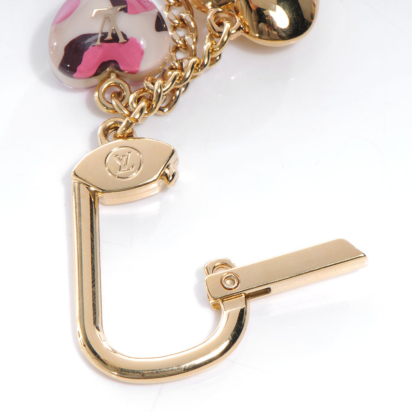 Leopard Heart Bag Charm Key Holder Blanc Corail