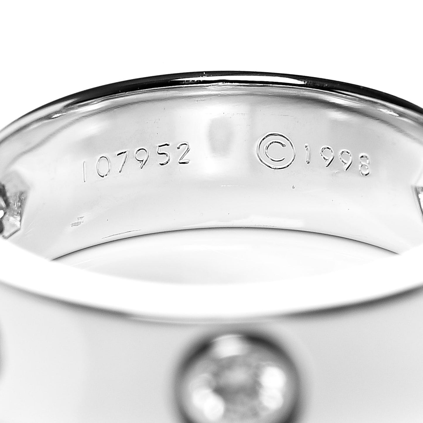 18K White Gold 3 Diamond 5.5mm LOVE Ring 49 5