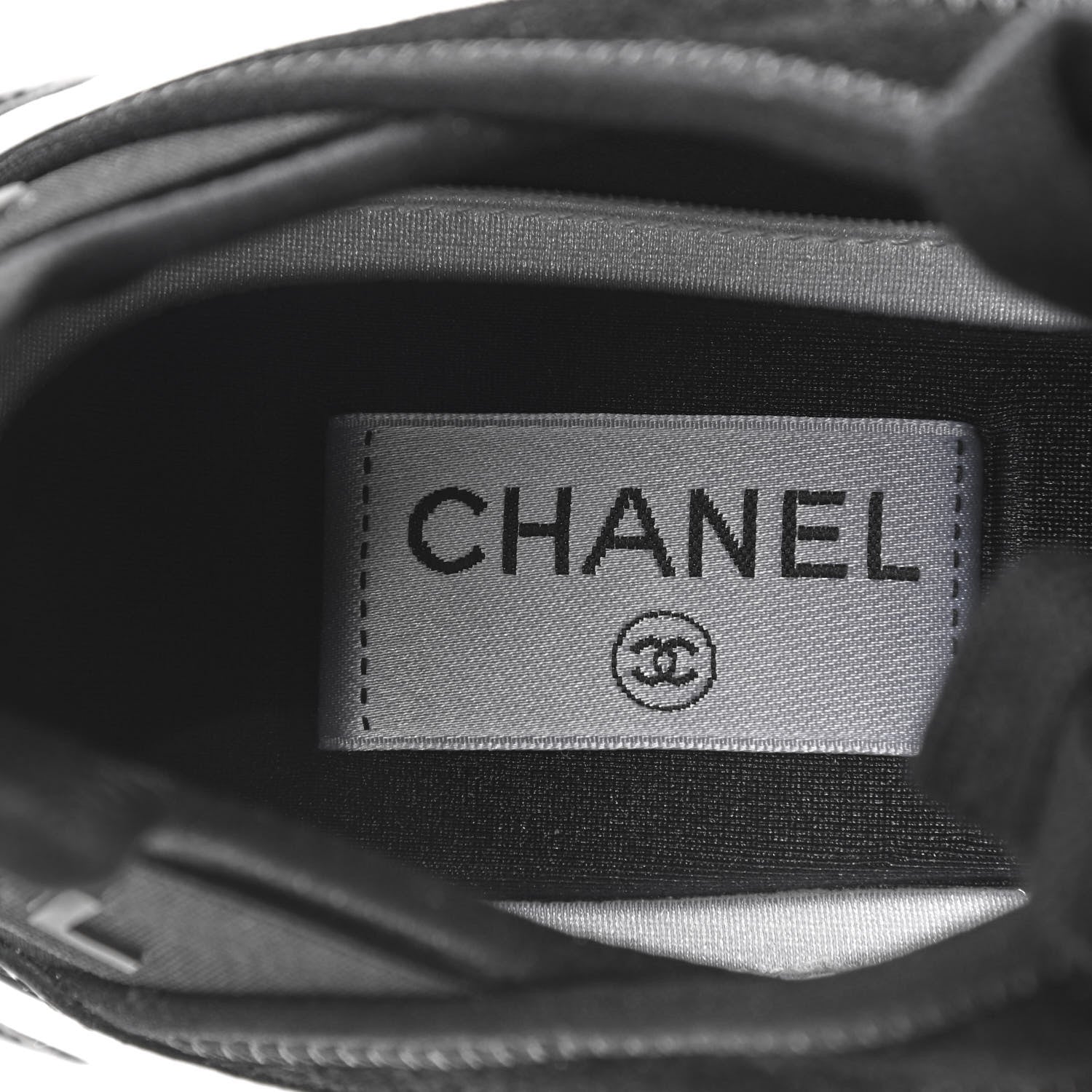 Chanel Velvet Calfskin Mixed Fibers CC Sneakers 36.5 Black 12 of 14