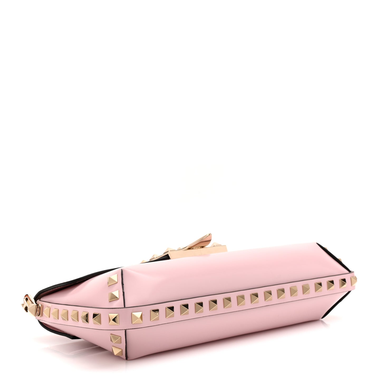 Brushed Calfskin Rockstud Flip Lock Chain Shoulder Bag Rose Quartz