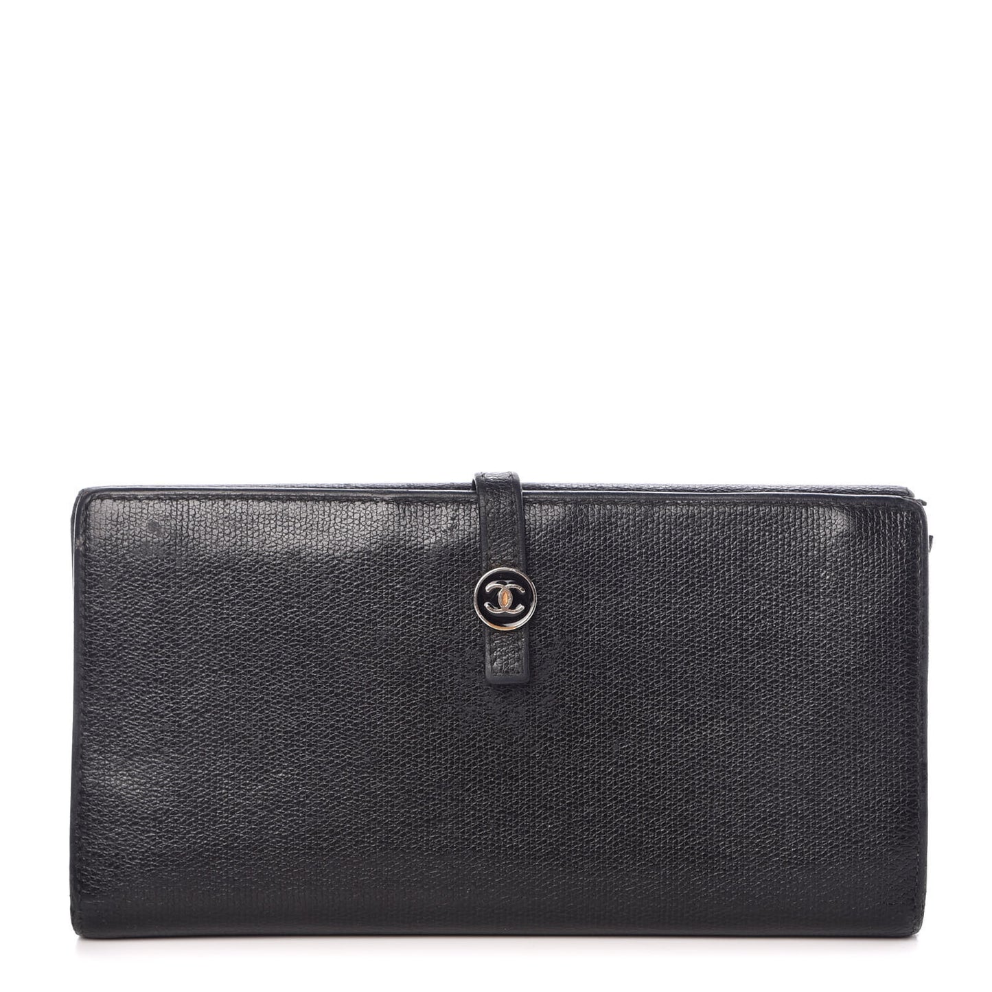 Grained Calfskin CC Button Wallet Black