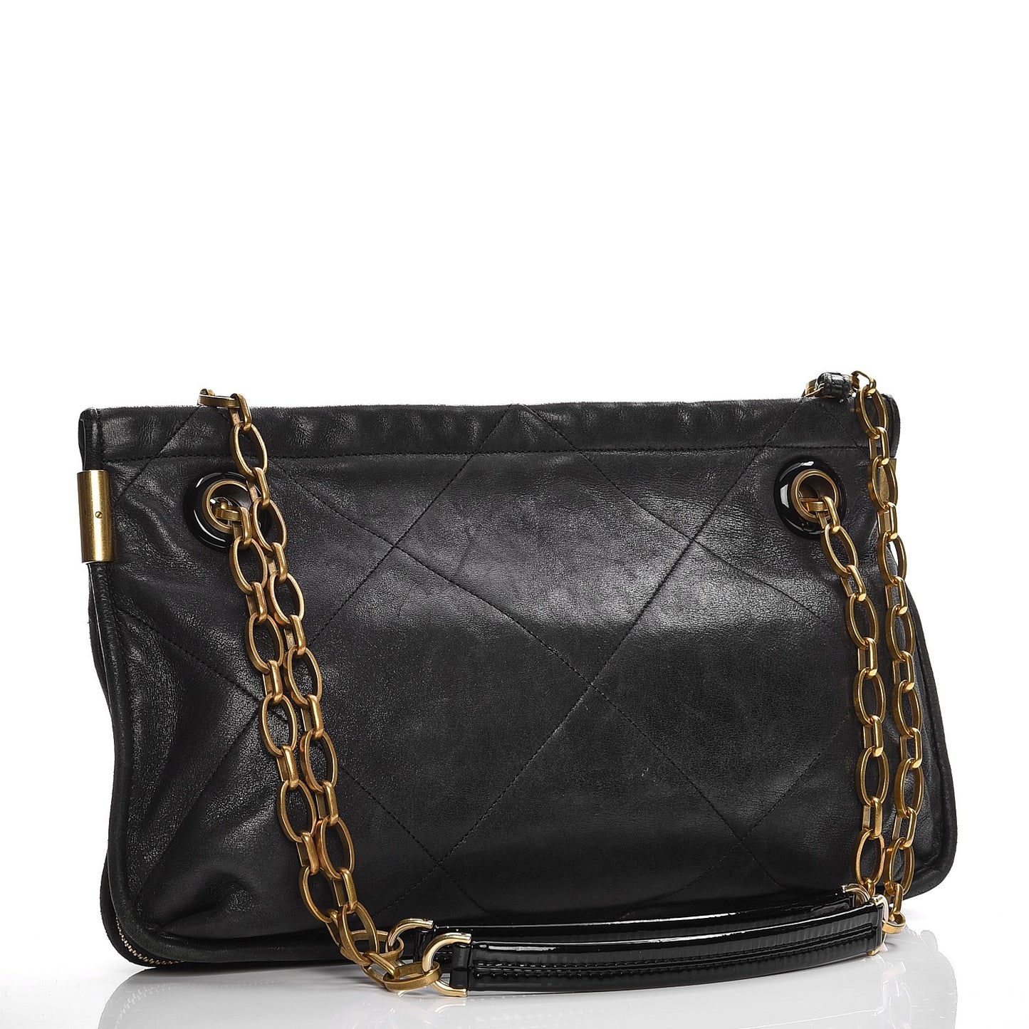 Lambskin Quilted Medium Amalia Shoulder Bag Black