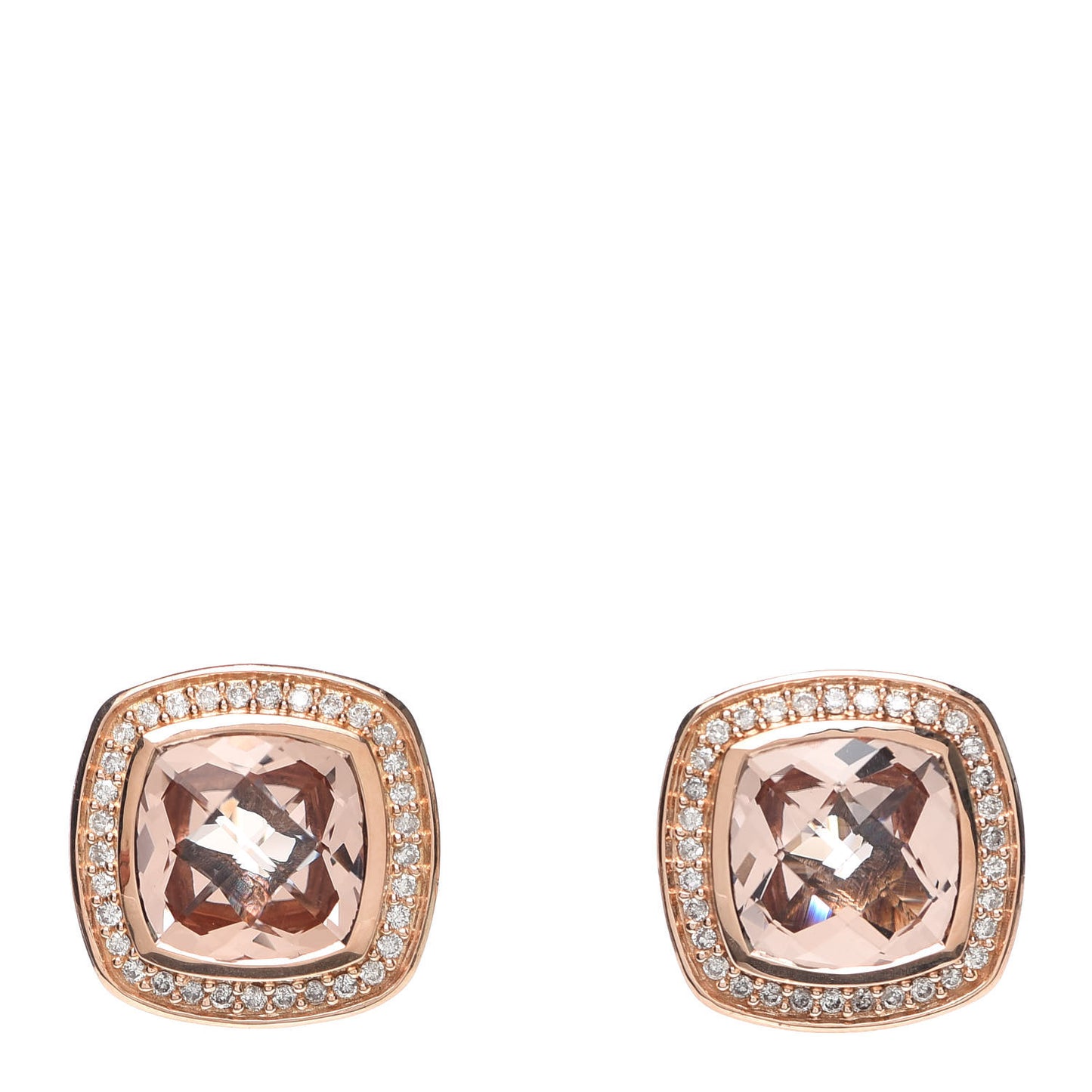18K Rose Gold Sterling Silver Diamond Morganite 11mm Albion Earrings