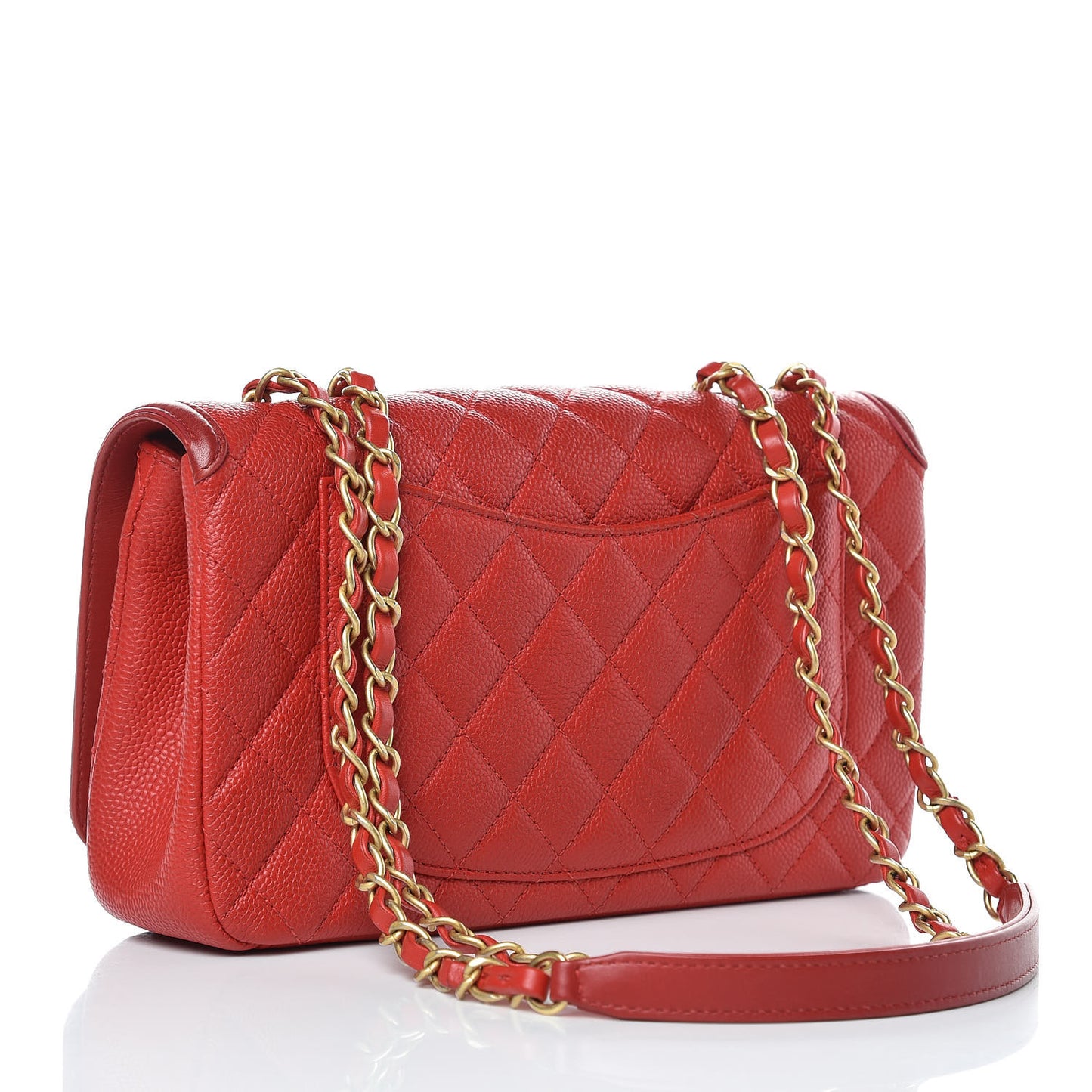 Caviar Quilted Medium CC Filigree Flap Red