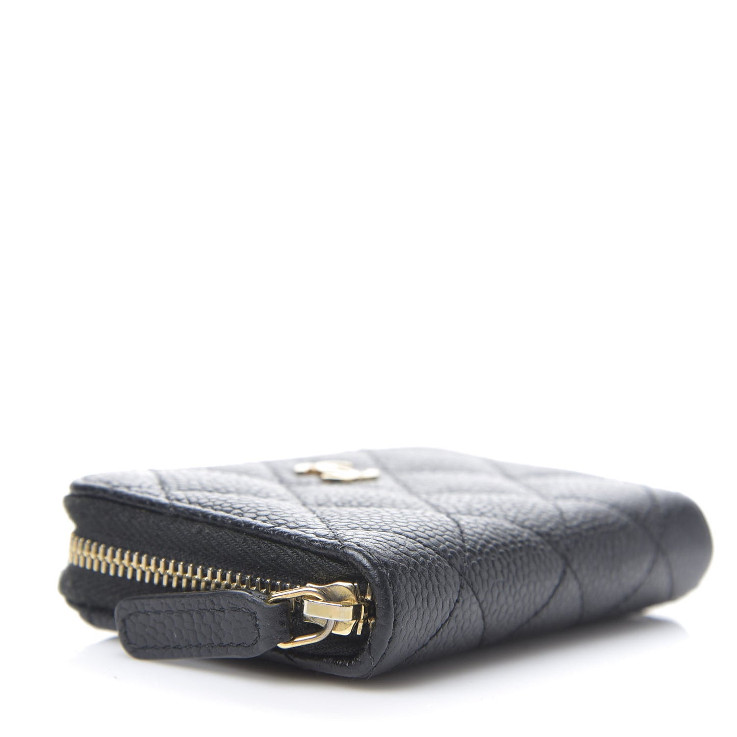 Caviar Quilted Zip Coin Purse Black
