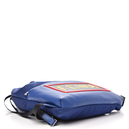 Fendi Nylon Vitello Century Vocabulary Drawstring Backpack Blue Cobalto Blue Neon Sunflower 3 of 9