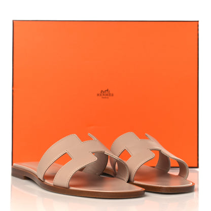 Hermes Box Calfskin Oran Sandals 37 Beige Nude 9 of 9