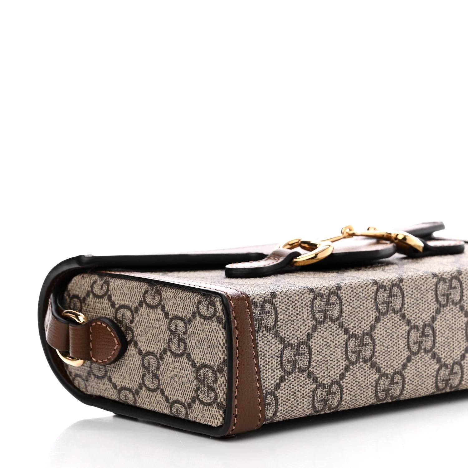 Gucci GG Supreme Monogram Mini Horsebit 1955 Shoulder Bag Beige Brown Sugar 9 of 11