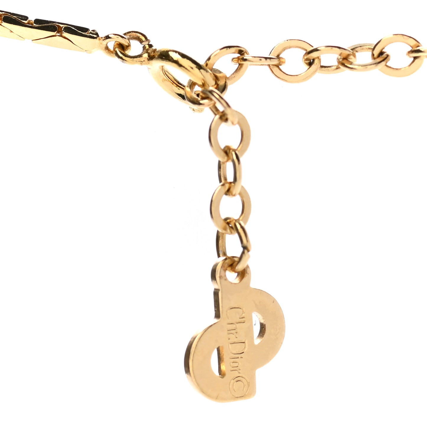 Crystal Chain Necklace Gold Pink