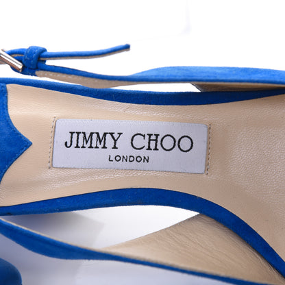 Jimmy Choo Suede Slingback Gemma Pumps 37 Electric Blue 8 of 10