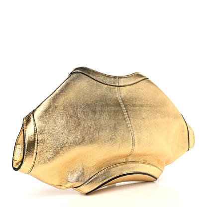 Alexander McQueen Metallic Crackled Lambskin De Manta Clutch Gold 3 of 11