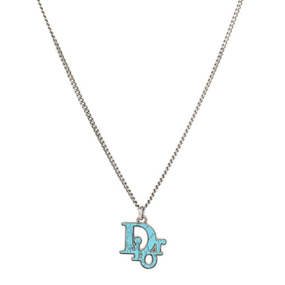 Christian Dior Resin Logo Necklace Silver Turquoise 1 of 4