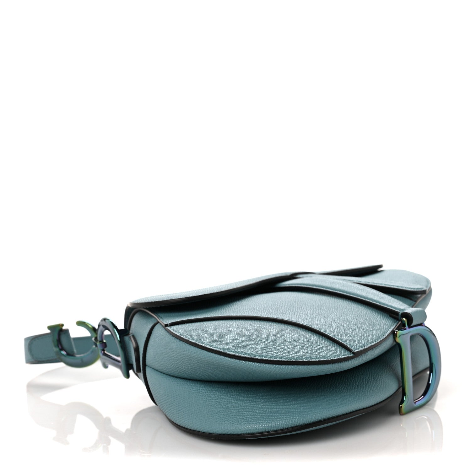 Christian Dior Grained Calfskin Saddle Bag Azure Blue 4 of 8