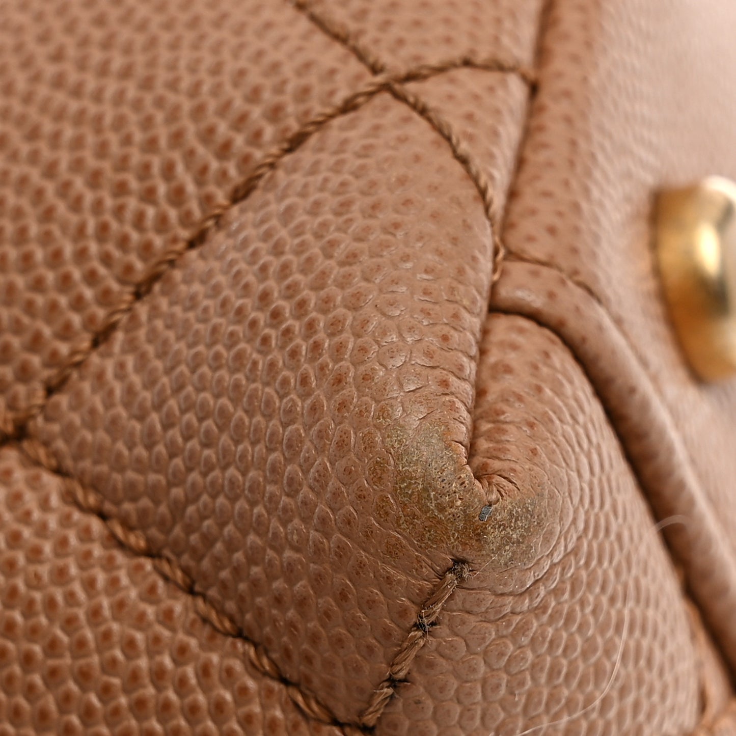 Caviar Lizard Embossed Quilted Small Coco Handle Flap Beige