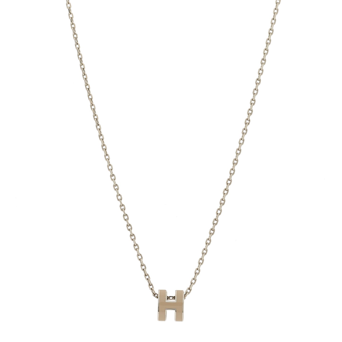 Palladium Mini Pop H Pendant Necklace Marron Glace