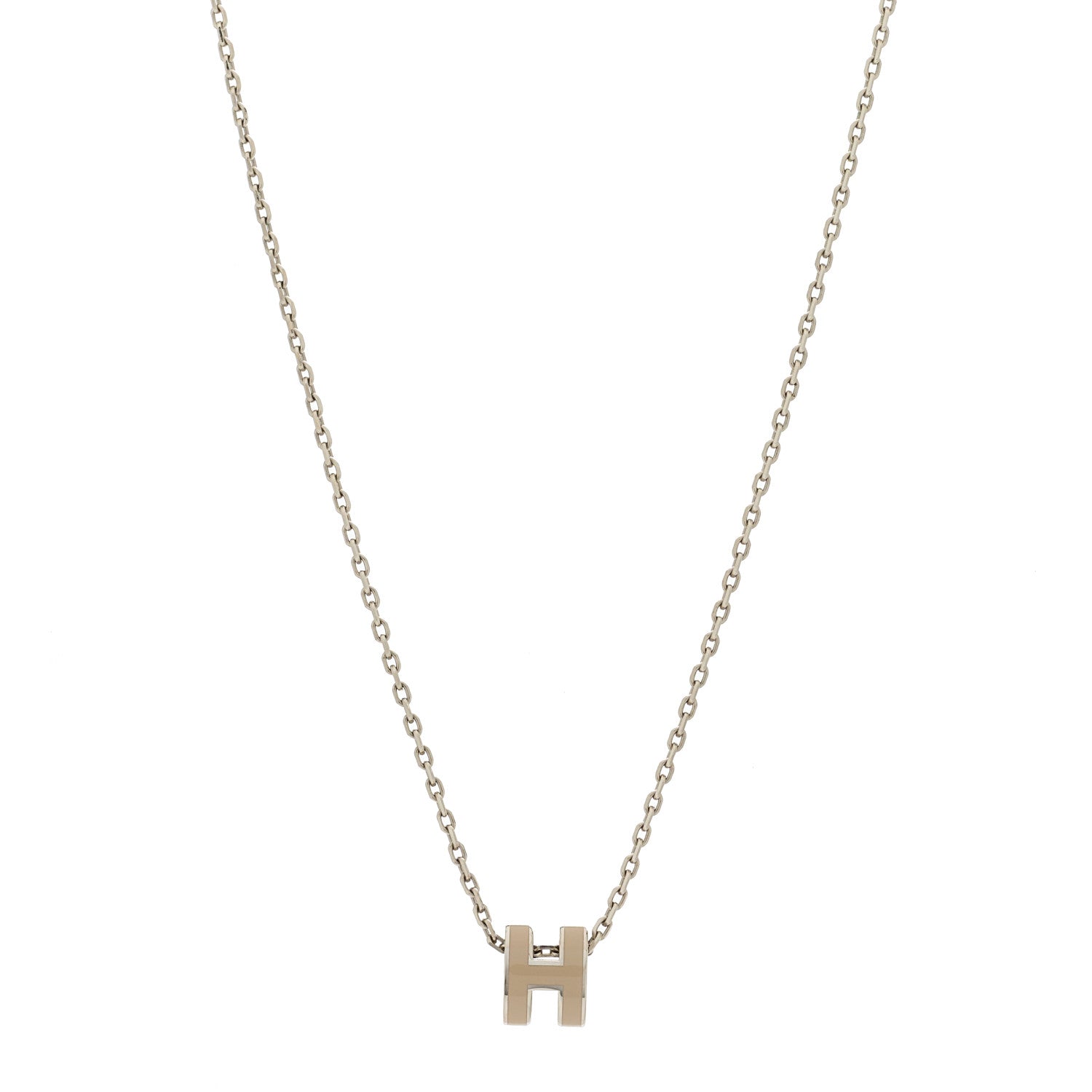 Hermes Palladium Mini Pop H Pendant Necklace Marron Glace 1 of 6