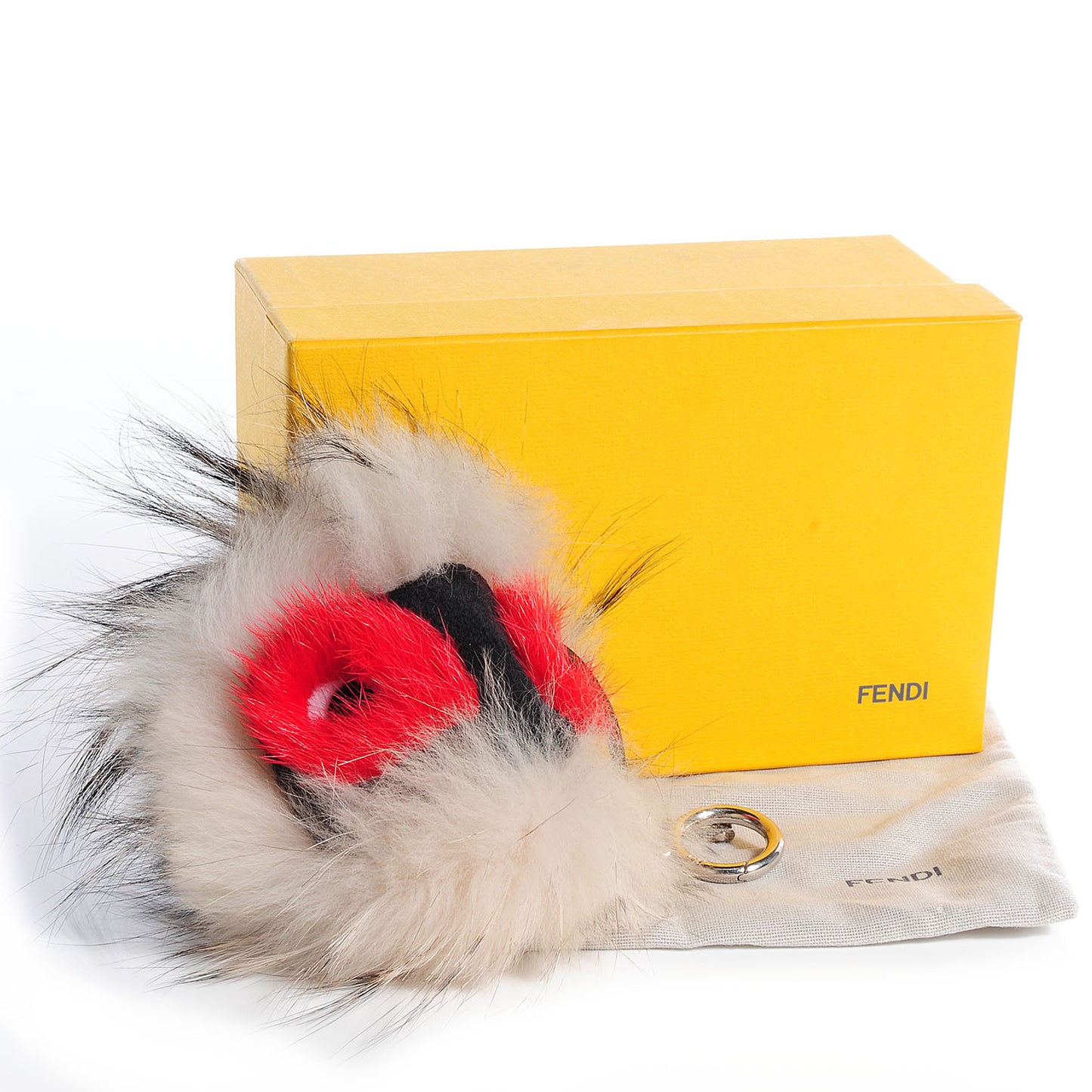 Mink Fox Rabbit Fur Vitello Flamingo Kurioso Monster Bag Bug Charm Beige Multicolor Black