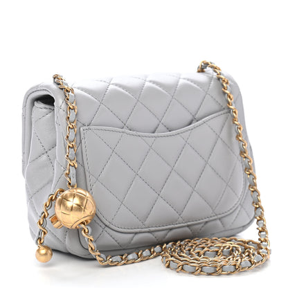 Chanel Lambskin Quilted Mini Pearl Crush Flap Light Grey 3 of 9