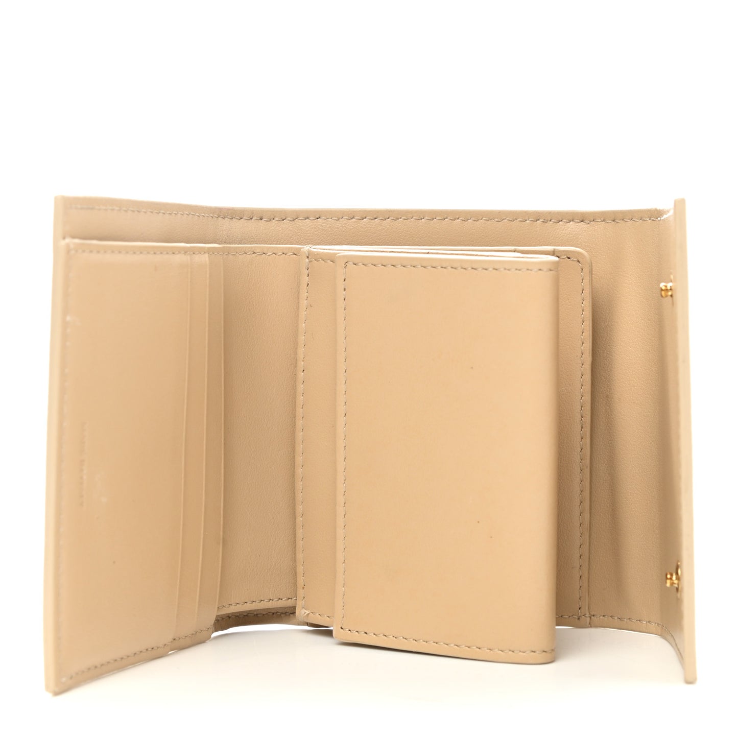 Grained Calfskin Small Multifunction Folded Wallet Light Taupe