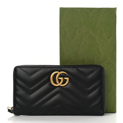 Gucci Calfskin Matelasse GG Marmont Zip Around Wallet Black 9 of 9