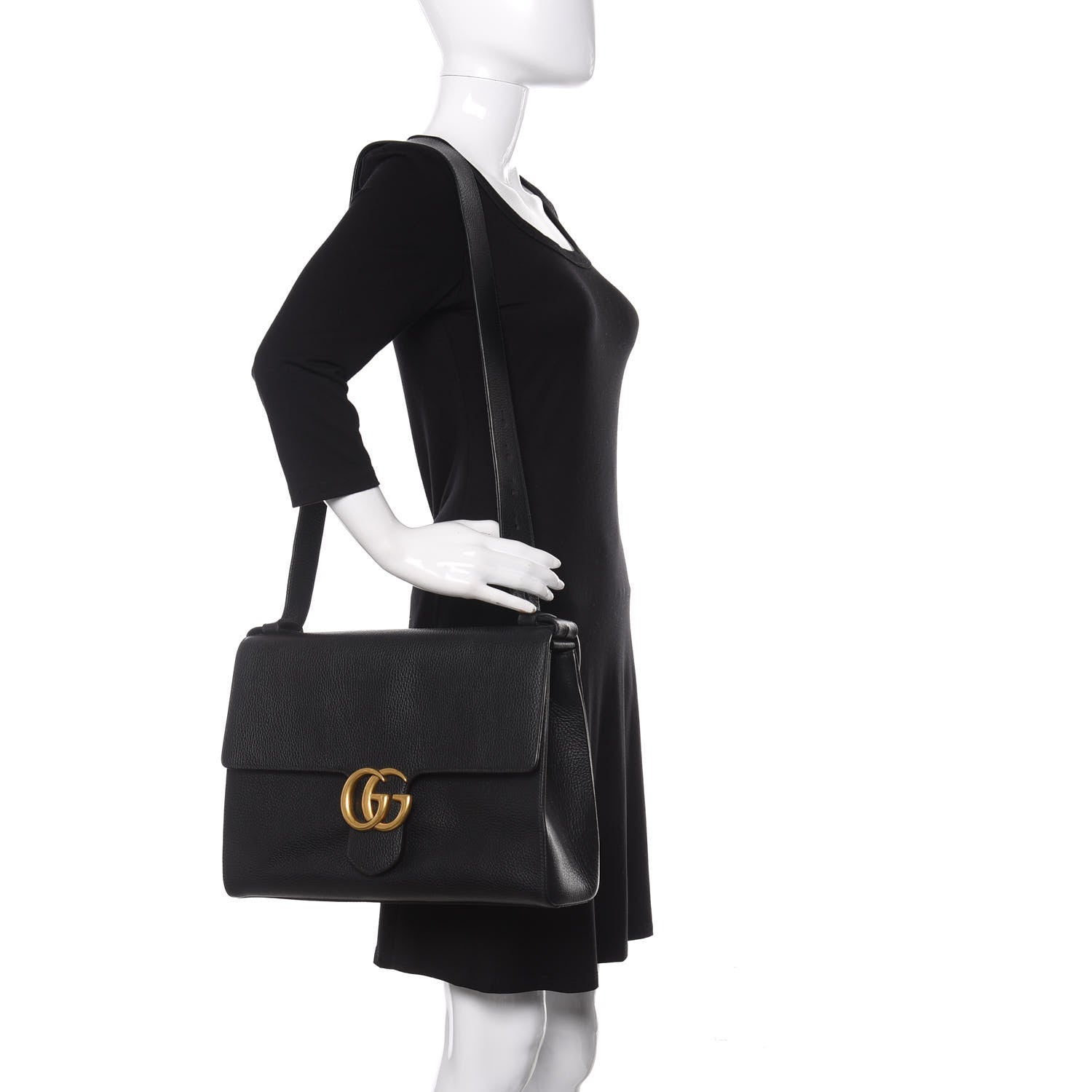 Gucci Calfskin GG Marmont Messenger Bag Black 2 of 11