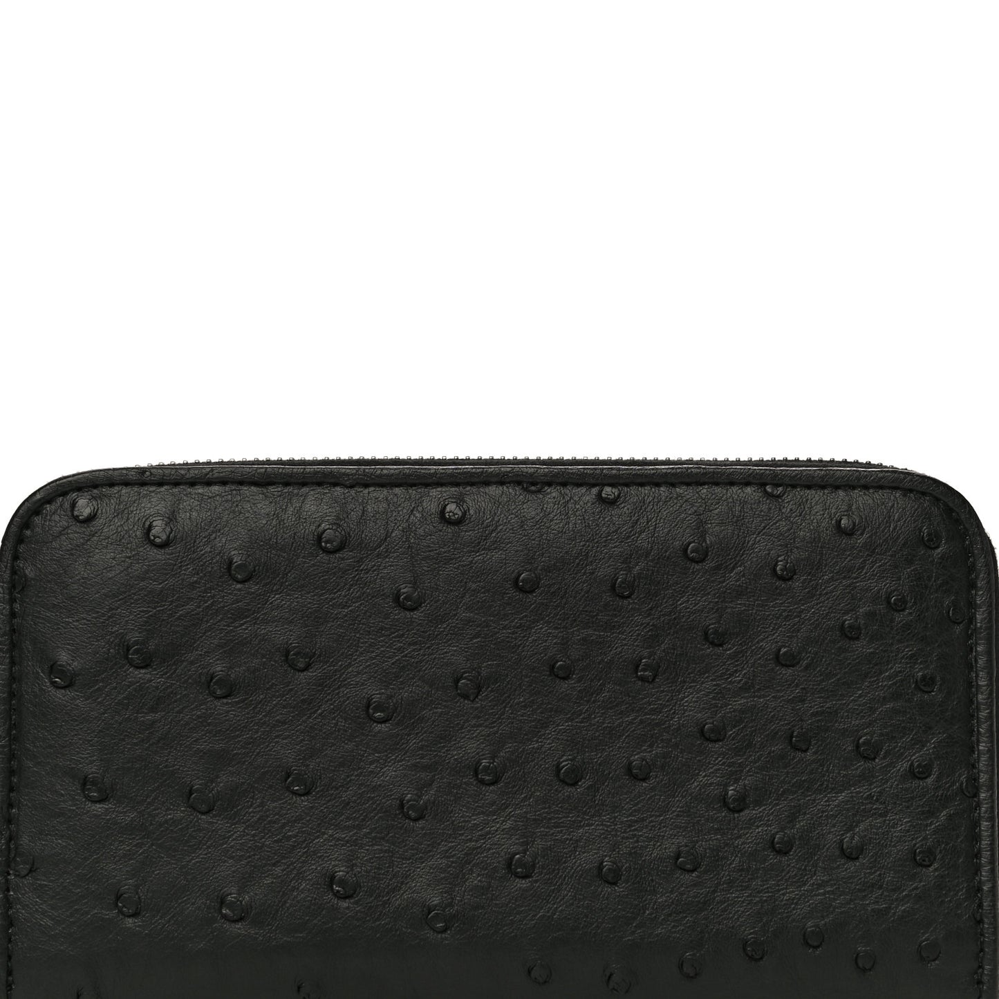 Ostrich Zip Around Wallet Black