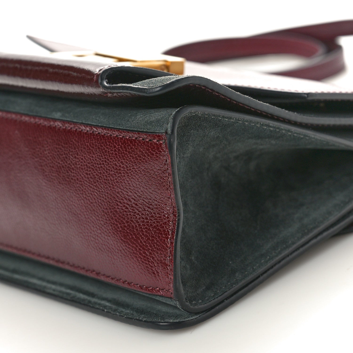 Givenchy Crinkled Patent Deerskin Suede Small GV3 Shoulder Bag Aubergine Graphite 9 of 9