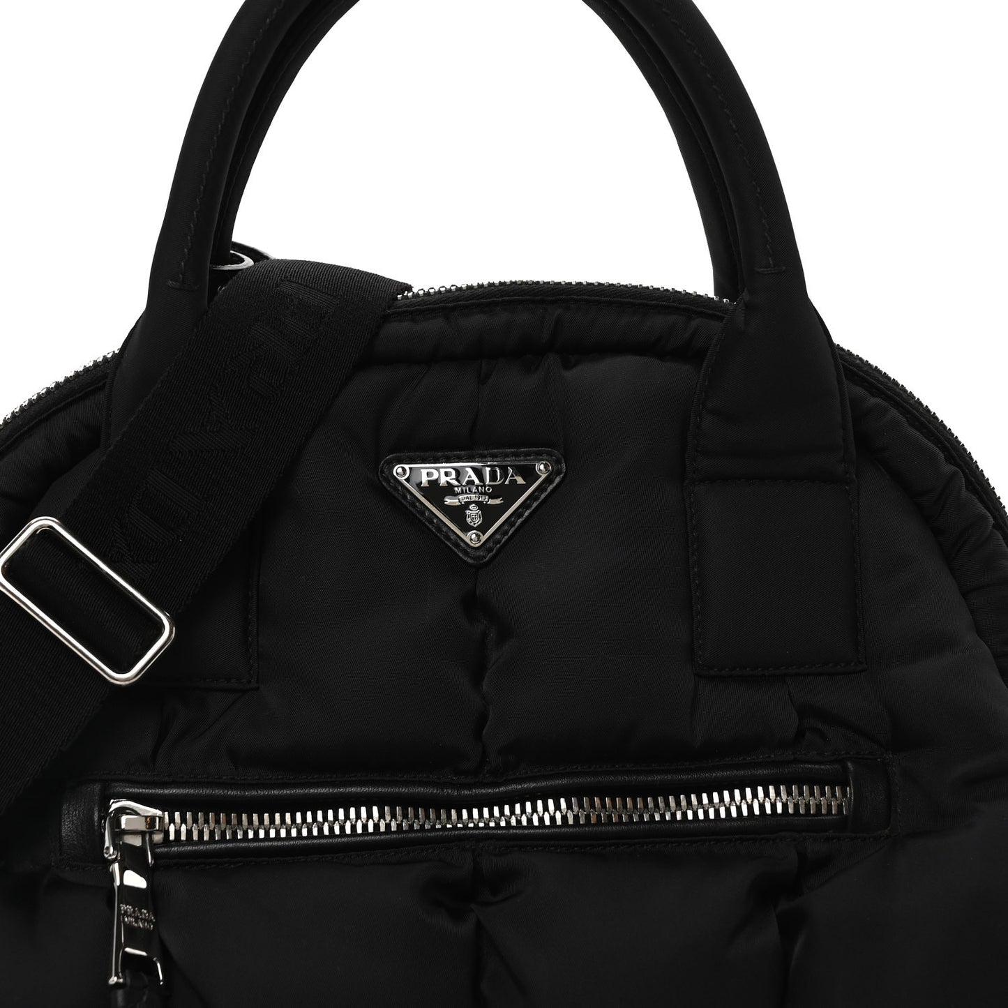 Tessuto Nylon Bomber Dome Satchel Black