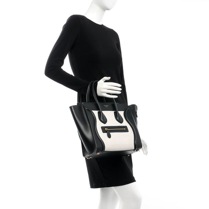 Celine Shrunken Lambskin Micro Bi-Color Luggage Black White 2 of 11