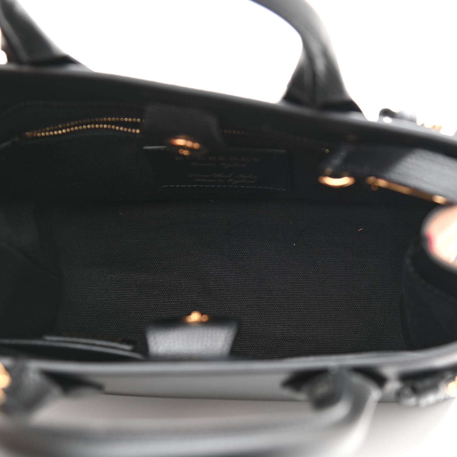 Burberry Derby Calfskin House Check Small Banner Tote Black 5 of 9