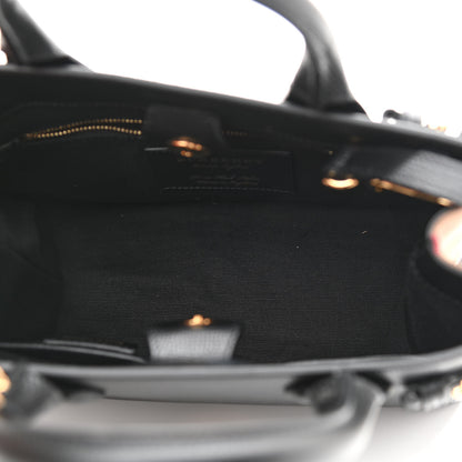Burberry Derby Calfskin House Check Small Banner Tote Black 5 of 9