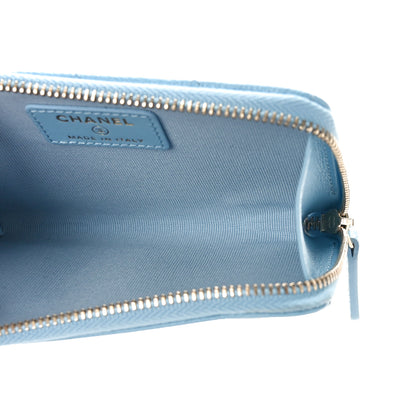 Chanel Caviar Quilted CC Zip Around Card Holder Light Blue 5 of 10