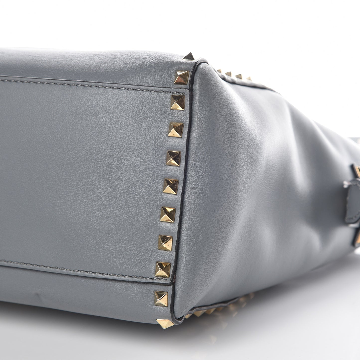 Vitello Rockstud Double Handle Tote Grey