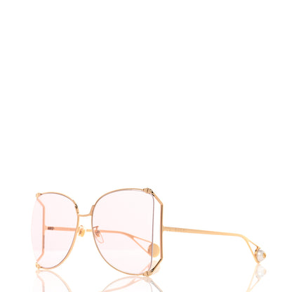 Gucci Metal Oversized Round Sunglasses GG0252S Gold Pink 1 of 8
