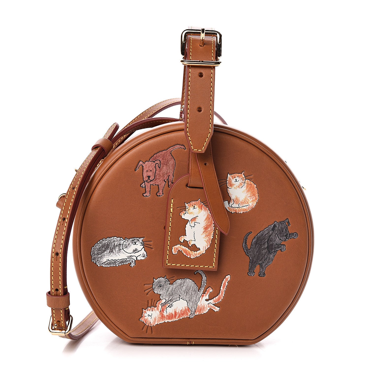 Louis Vuitton Calfskin Catogram Petite Boite Chapeau Tan 1 of 12