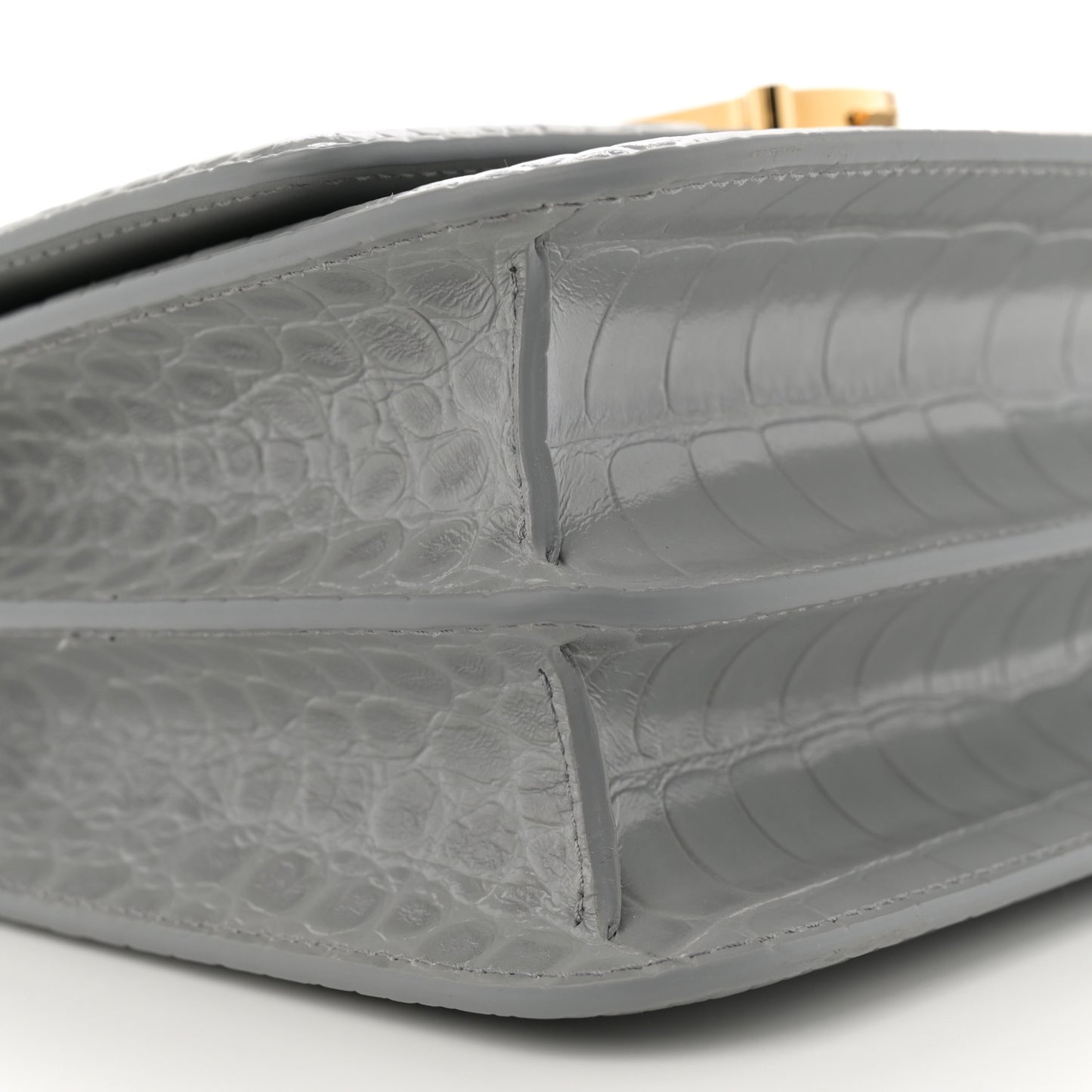 Crocodile Embossed Small TB Bag Cloud Grey
