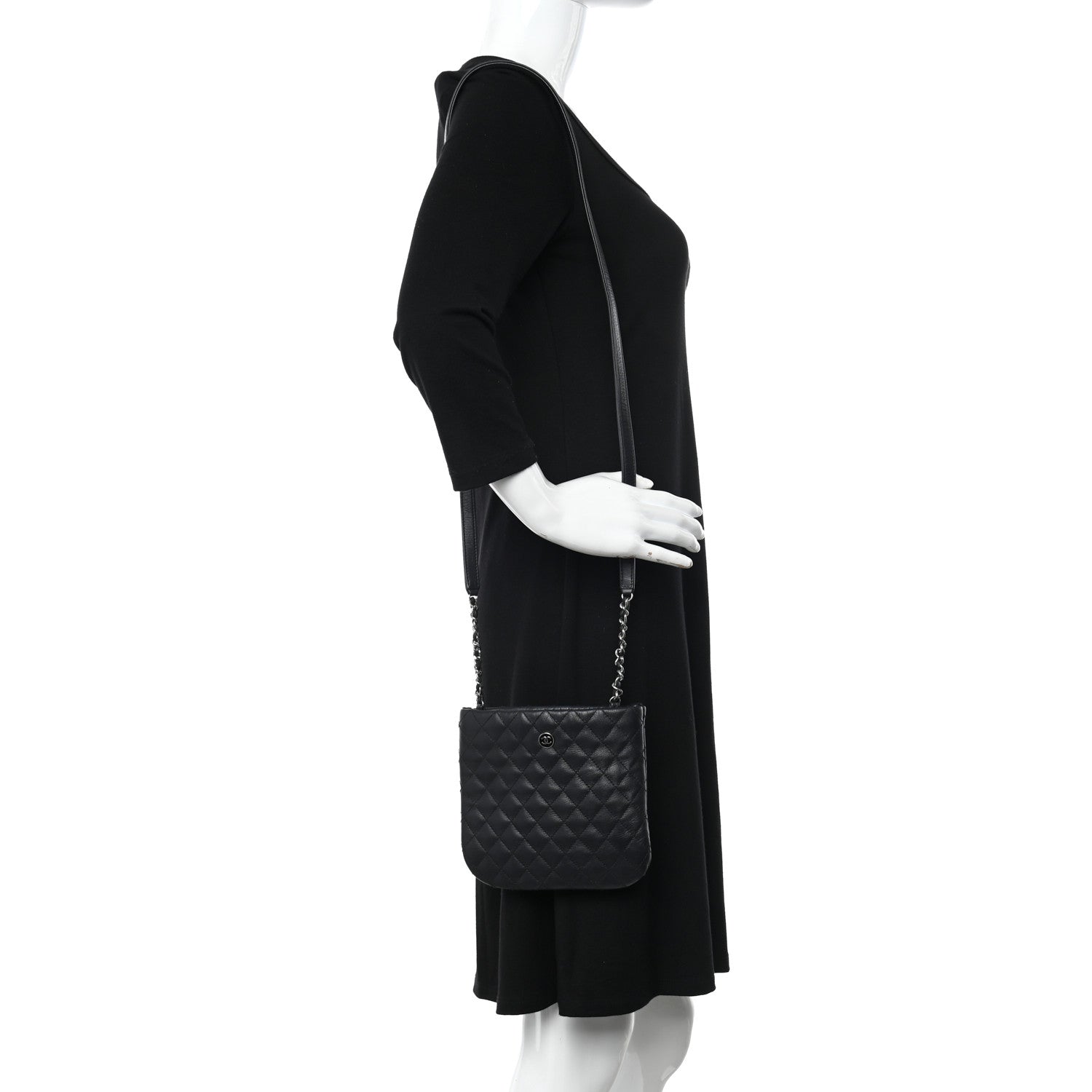 Chanel Aged Calfskin Quilted Crossbody Bag Black 2 of 10