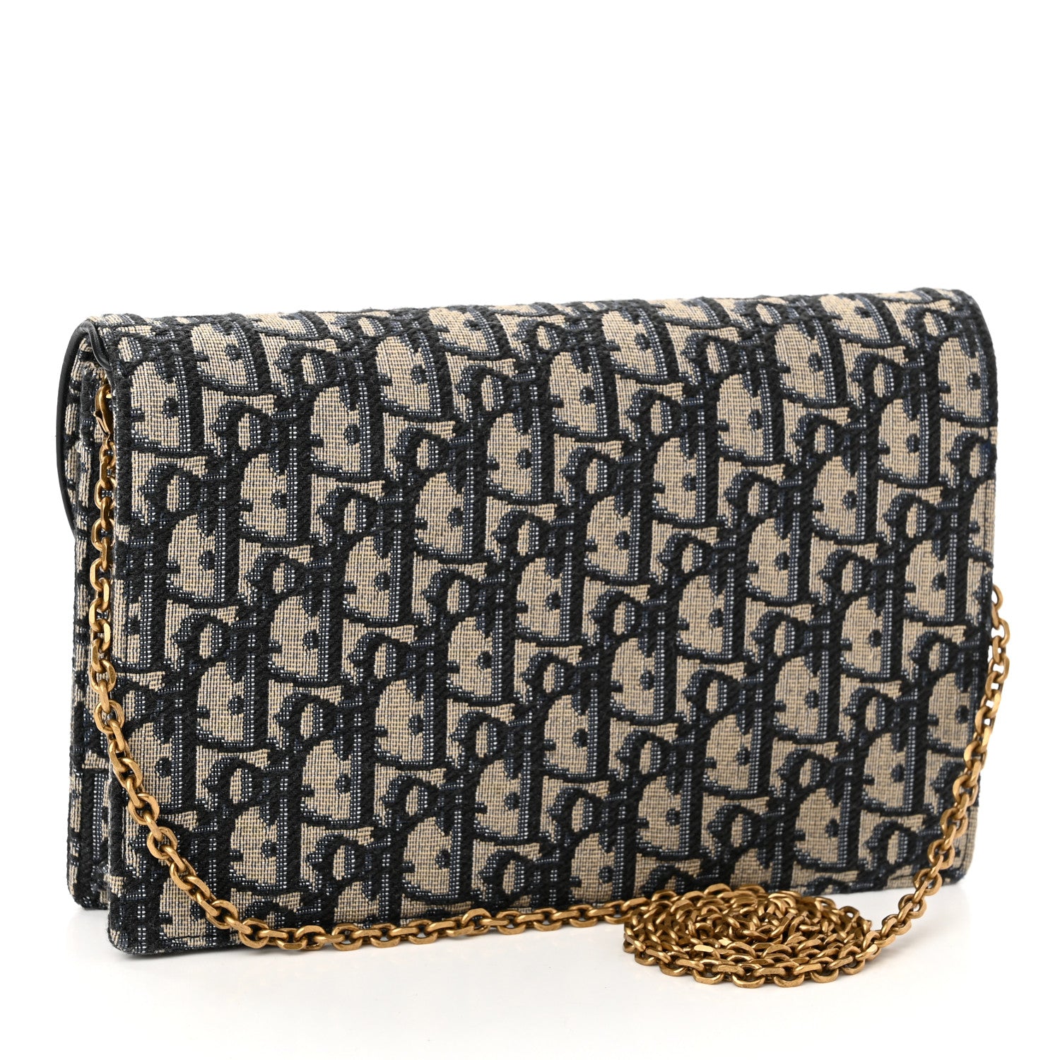 Christian Dior Oblique Saddle Chain Pouch Blue 3 of 9