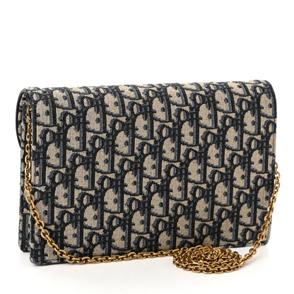 Christian Dior Oblique Saddle Chain Pouch Blue 3 of 9