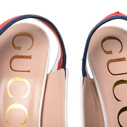 Gucci Malaga Kid Web Sylvie High Heel Slingback Pumps 37 White 11 of 13