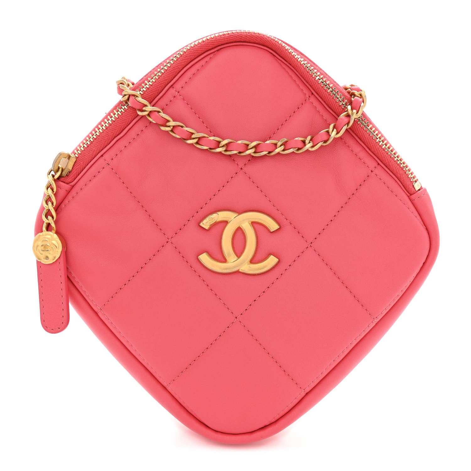 Chanel Lambskin Quilted Diamond Clutch With Chain Pink 1 of 10